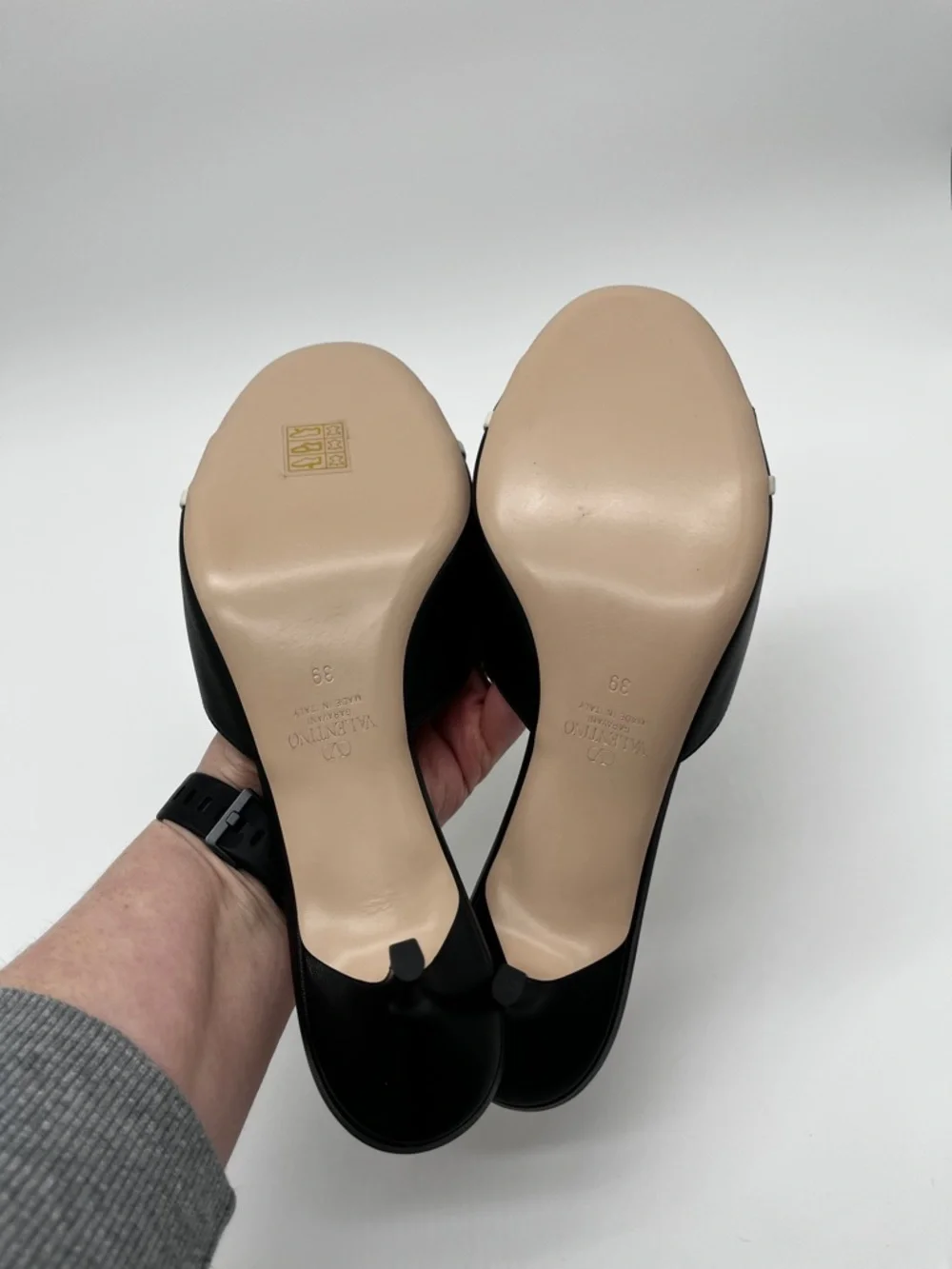 Valentino Garavani Bepointy Slide Sandals Bow Detail Kitten Heel Black - Size 9